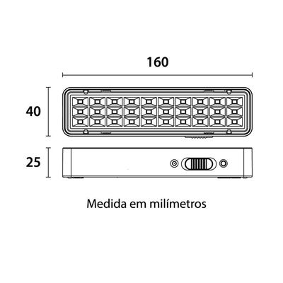 Kit 3 Luminárias De Emergência Blumenau 30 Leds Recarregável Bivolt