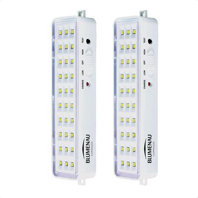 Kit 2 Luminárias De Emergência Blumenau 30 Leds Recarregável Bivolt