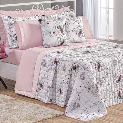 Cobre Leito Queen Top Line Estampado 180 Fios 3 Peças - Malta