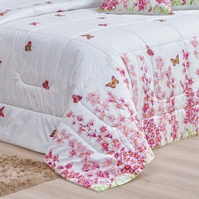 Edredom Queen Craft Percal 200 Fios 100% Algodão 5 Peças - Borboletas