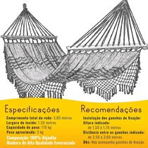 Rede De Dormir Com Madeira Artesanal Preto Com Branco Xadrez