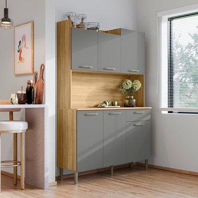 Kit Cozinha 6p 2g 122 Cm Genova Freijo Gris Ktp Freijo Gris