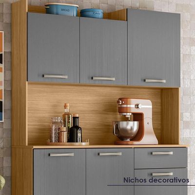 Kit Cozinha 6p 2g 122 Cm Genova Freijo Gris Ktp Freijo Gris