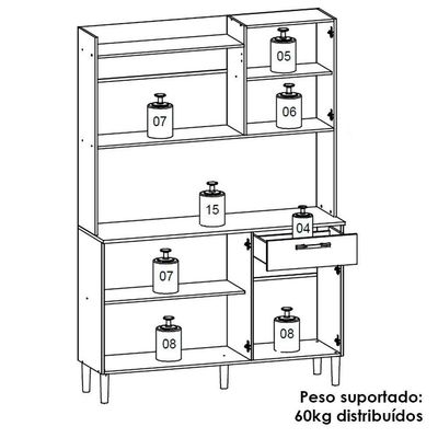 Kit Cozinha 6p 2g 122 Cm Genova Freijo Gris Ktp Freijo Gris