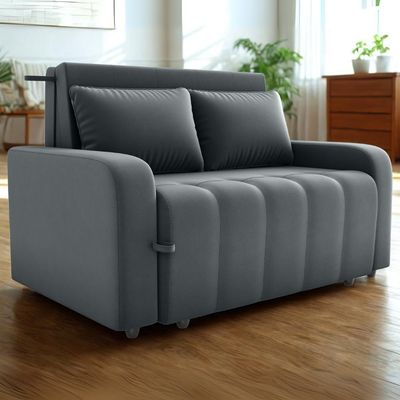 Sofa Cama 2 Lugares 138 Cm Amora New Veludo E425 Cinza Milani Store Cinza