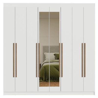 Guarda-roupa Casal 8 Portas Batentes Madesa Branco/rustic