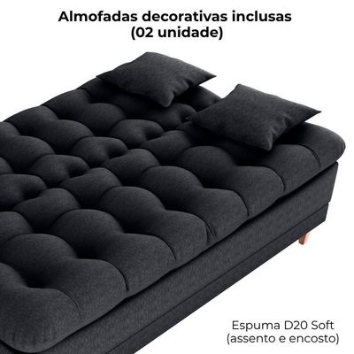 Sofa Cama 2 Lugares 185 Cm Duda Tecido Pompeia G501 Chumbo Milani Store Chumbo