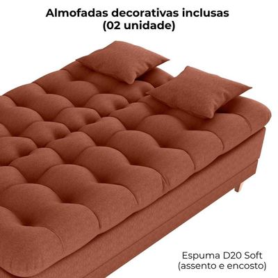 Sofa Cama 2 Lugares 185 Cm Duda Tecido Pompeia G500 Terracota Milani Store Terracota