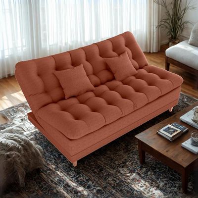 Sofa Cama 2 Lugares 185 Cm Duda Tecido Pompeia G500 Terracota Milani Store Terracota