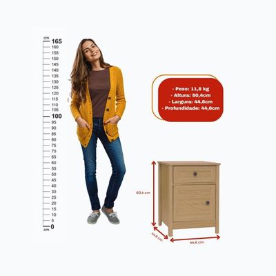 Cômoda 6 Gavetas + 2 Mesas De Cabeceira Ditália Dm-217 Dm-112 Carvalho