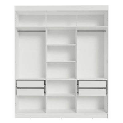 Guarda-roupa Casal  Com Espelho Netuno Madesa Branco/preto