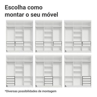 Guarda-roupa Casal  Com Espelho Netuno Madesa Branco/preto