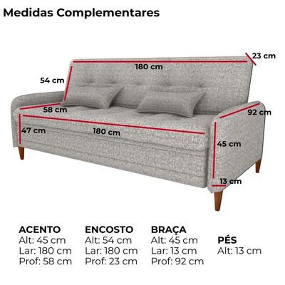 Sofa Cama 2 Lugares 206 Cm Donna Linho Vancouver E483 Bege Milani Store Bege