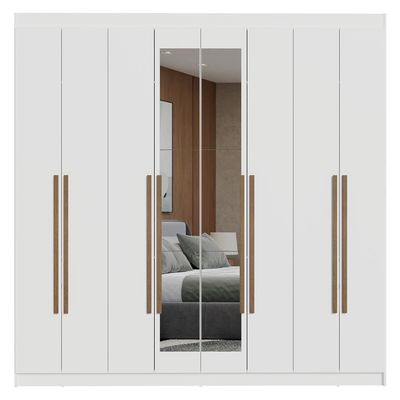 Guarda-roupa Casal  Com Espelho Netuno Madesa Branco/rustic