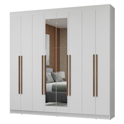 Guarda-roupa Casal  Com Espelho Netuno Madesa Branco/rustic