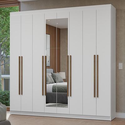 Guarda-roupa Casal  Com Espelho Netuno Madesa Branco/rustic