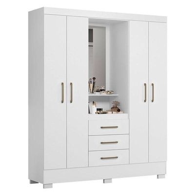 Guarda Roupa Solteiro Paris 2045150 E Armário Multiuso New 2000192 Branco - Aramóveis