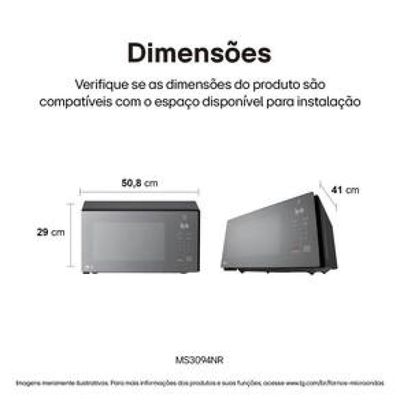 Forno Micro-ondas LG MS3094NRA com visual NeoChef e Limpa Fácil – Espelhado Espelhado / 110