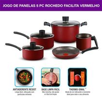 Jogo De Panela Rochedo Facilita 5 Peças Antiaderente