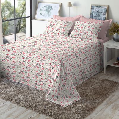 Jogo de Cama King 4 Peças 100% Algodão 180 Fios - Luisa (7936)