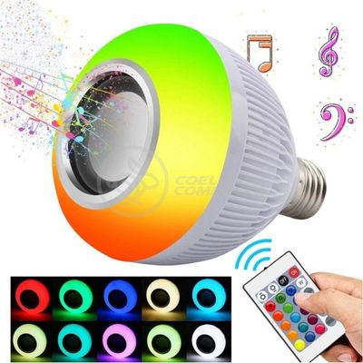 Lâmpada Led 12W E27 Rgb Colorida Com Caixa De Som Bluetooth