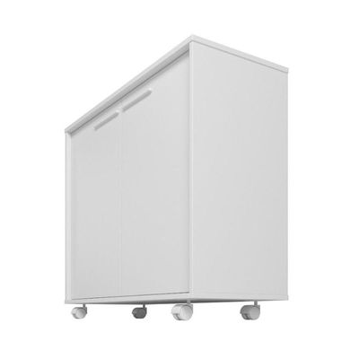 Balcão Em Mdp Com 2 Portas 2 Prateleiras E 4 Pés Com Rodízios Brv Móveis Branco