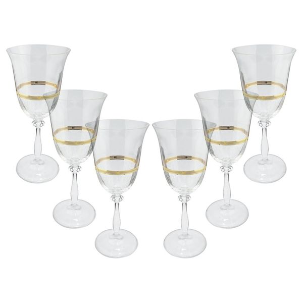 Jogo de taças para água cristal ecológico Bohemia Angela 350ml 6 peças ouro rim