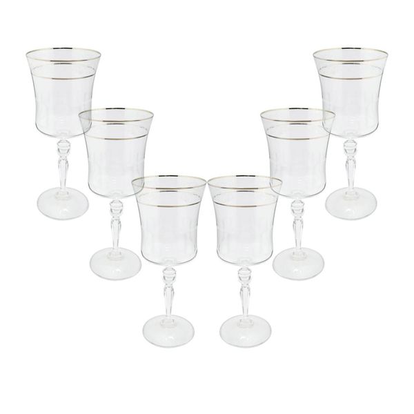 Jogo de taças para água cristal ecológico Bohemia Grace 300ml 6 peças prata rim