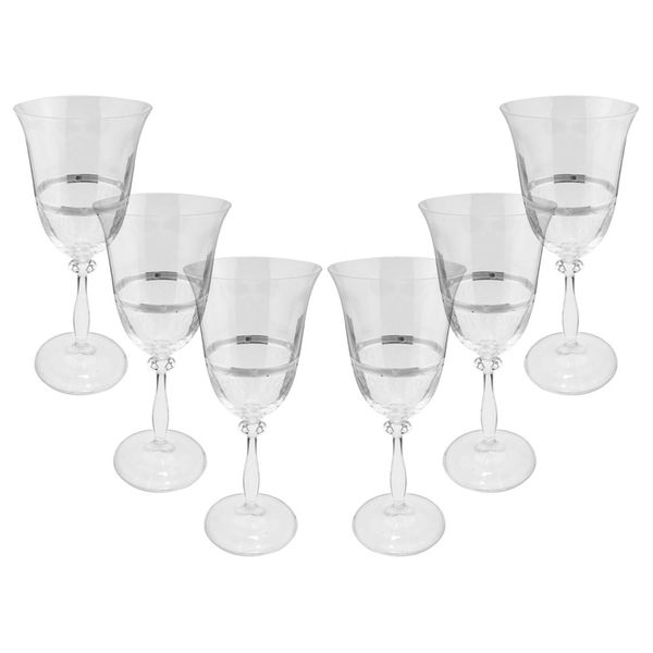 Jogo de taças para água cristal ecológico Bohemia Angela 350ml 6 peças prata rim