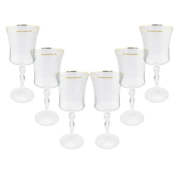 Jogo de taças para água cristal ecológico Bohemia Grace 300ml 6 peças ouro rim