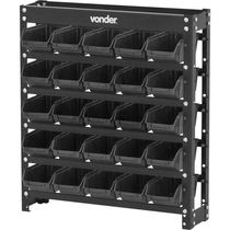 Estante metálica com gaveteiros modelo prático preto 25/3 VONDER