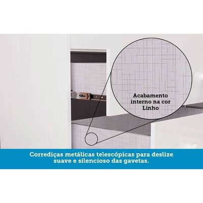 Cômoda Bebê Elô c/ 1 Porta Cristal e 4 Gavetas Branco/Amendoa - Peroba