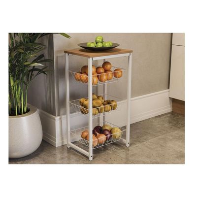 Balcão Multiuso Cozinha Fruteira Crome Indrustrial LI035 Canela/Branco - Kappesberg
