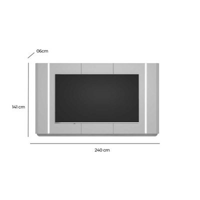 Painel Quarto p/ TV até 75 Pol Santorini 239x141cm Tauari/Off White Fosco - Linea Brasil