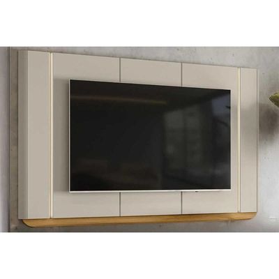 Painel Quarto p/ TV até 75 Pol Santorini 239x141cm Tauari/Off White Fosco - Linea Brasil
