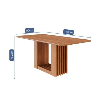 Mesa p/ Cozinha Ariela c/ Tampo Madeirado 180x90cm Cinamomo - Cimol