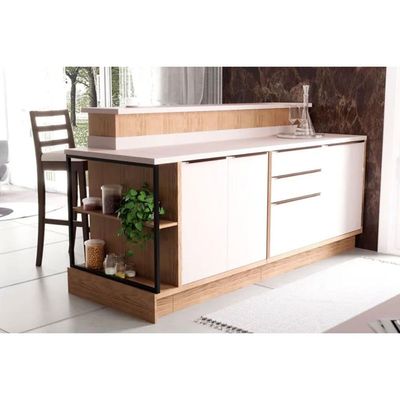 Balcão de Cozinha Modulado c/ Tampo Évora PH 3070 c/ 2 Prateleiras 78.5cm Azul/Cinza Argila - Herval