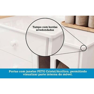 Cômoda Bebê Elô c/ 1 Porta Cristal e 4 Gavetas Branco - Peroba