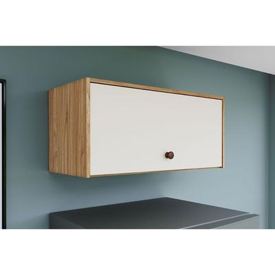 Armário Aéreo Cozinha Modulado Torino c/ 1 Porta Basculante 70cm Mel/Off White - Movelbento