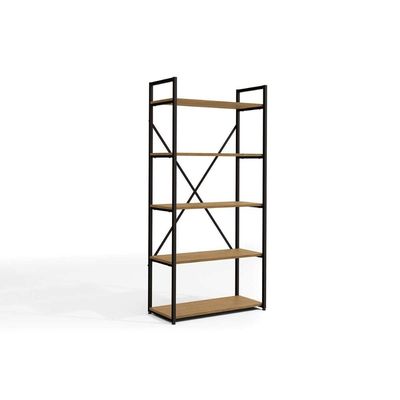 Estante de Livros Industrial Alta LI006 Aço c/ 5 Prateleiras 72x152cm Canela/Branco - Kappesberg