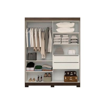 Guarda Roupas 2 Portas de Correr e 2 Gavetas c/ Espelho Helena Flex Nature/Nature ou Off White - ACP