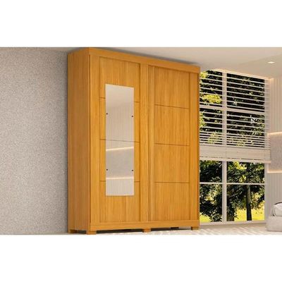 Guarda Roupas 2 Portas de Correr e 2 Gavetas c/ Espelho Helena Flex Nature/Nature ou Off White - ACP