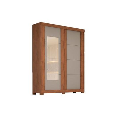Guarda Roupas 2 Portas de Correr e 2 Gavetas c/ Espelho Helena Flex Nature/Nature ou Off White - ACP