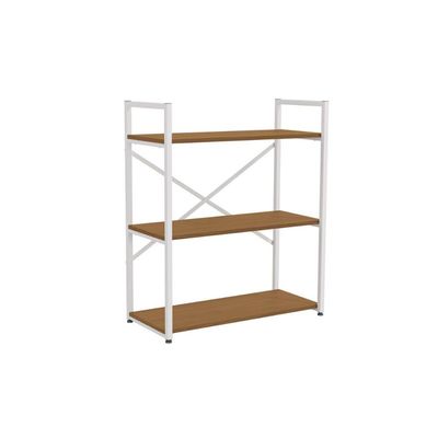 Estante Livreiro Casal Industrial Baixa LI007 c/ 3 Prateleiras 72x85cm Canela/Branco - Kappesberg