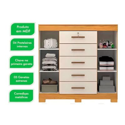Cômoda Casal 2 Portas e 5 Gavetas Diana Cinamomo - ACP