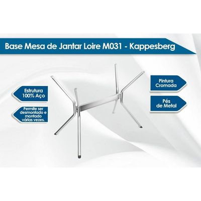 Base de Mesa p/ Cozinha Loire M031 Aço s/ Tampo Preto - Kappesberg