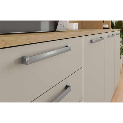 Cozinha Compacta Nobreza c/ 7 Portas e 2 Gavetas 210cm Carvalho/Titânio - Nesher