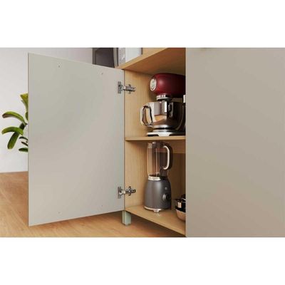 Cozinha Compacta Nobreza c/ 7 Portas e 2 Gavetas 210cm Carvalho/Titânio - Nesher