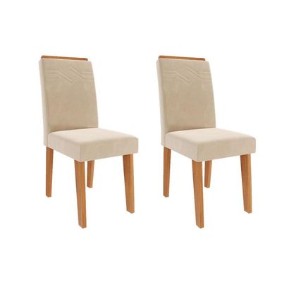 Kit 2 Cadeiras de Cozinha Taís 2 Un Cinamomo/Suede Nude Bege - Cimol