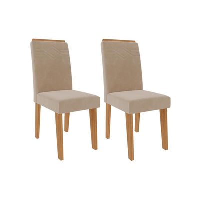 Kit 2 Cadeiras de Cozinha Taís 2 Un Cinamomo/Suede Nude Bege - Cimol